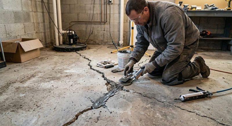 Cracked Basement Floor Repair in Shelby, NC
